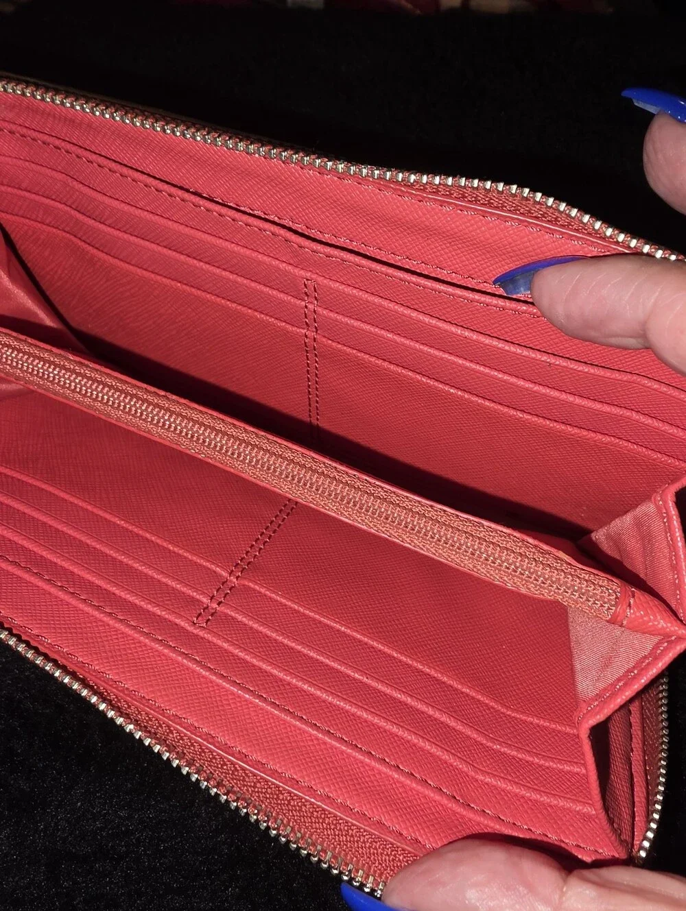 Coach Double Zip Wallet Coral